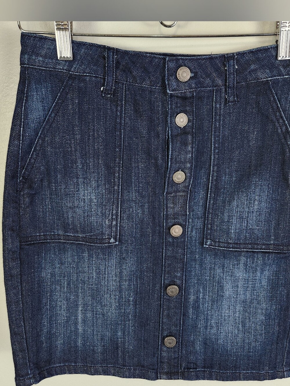 NWOT Banana Republic Button Front Dark Wash Denim Mini Skirt Size 25/0 #722